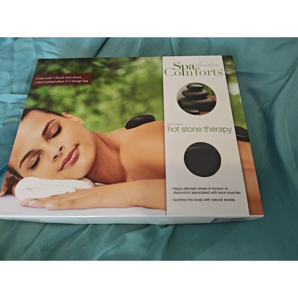 Spa Comforts Hot Stone Therapy Kit Unisex OS Black NEW 7 Basalt River Stones Bag